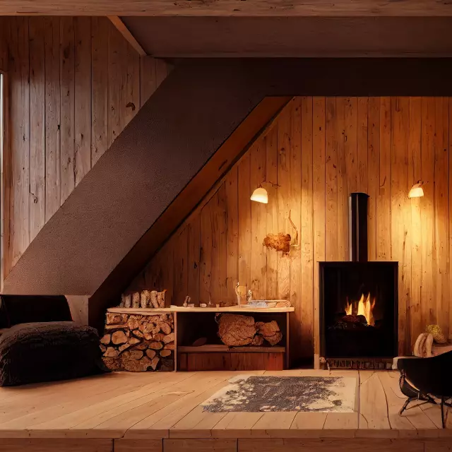  rustic wooden mountain cabin interior